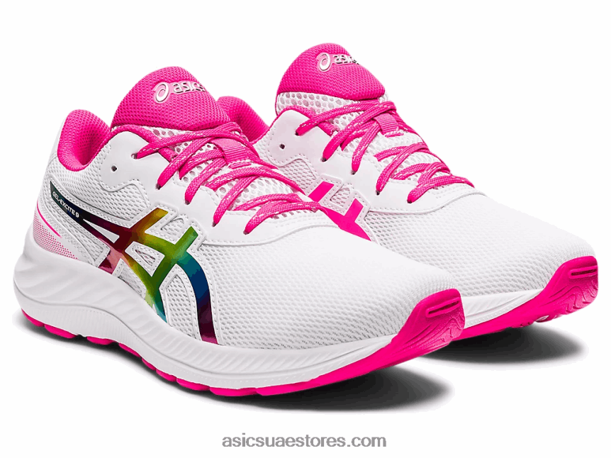 Asics أبيض / وردي glo مدرسة جيل اكسايت 9 الابتدائية 2N24DJ4462