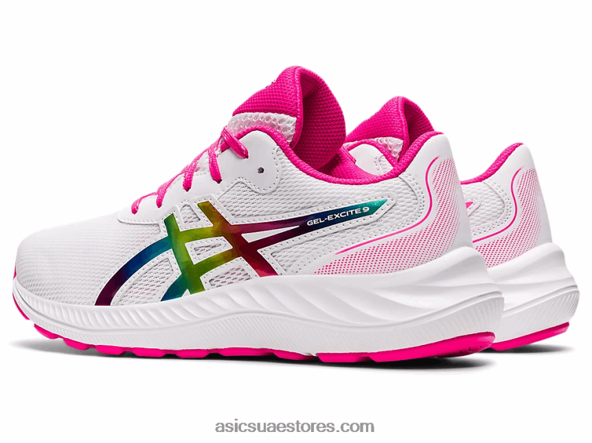Asics أبيض / وردي glo مدرسة جيل اكسايت 9 الابتدائية 2N24DJ4462
