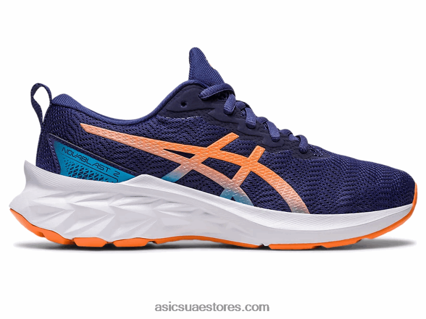 Asics أزرق نيلي / شمس خوخ novablast 2 المدرسة الابتدائية 2N24DJ4277
