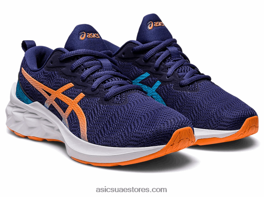 Asics أزرق نيلي / شمس خوخ novablast 2 المدرسة الابتدائية 2N24DJ4277
