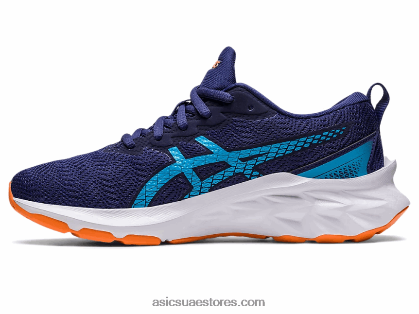 Asics أزرق نيلي / شمس خوخ novablast 2 المدرسة الابتدائية 2N24DJ4277