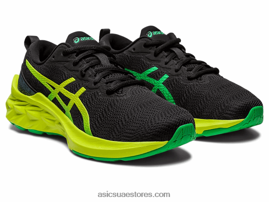 Asics أسود / قشر الليمون novablast 2 المدرسة الابتدائية 2N24DJ4309