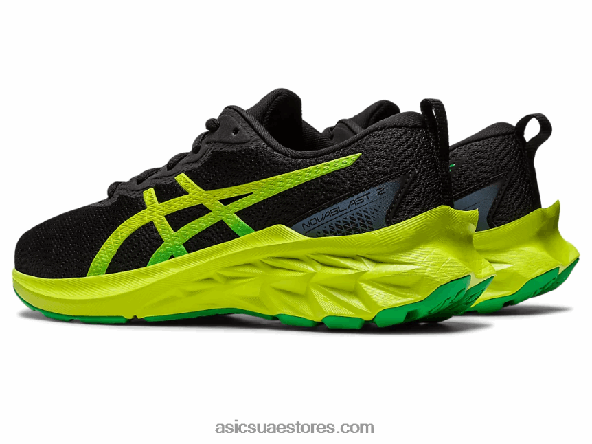 Asics أسود / قشر الليمون novablast 2 المدرسة الابتدائية 2N24DJ4309