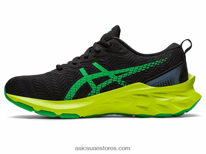 Asics أسود / قشر الليمون novablast 2 المدرسة الابتدائية 2N24DJ4309