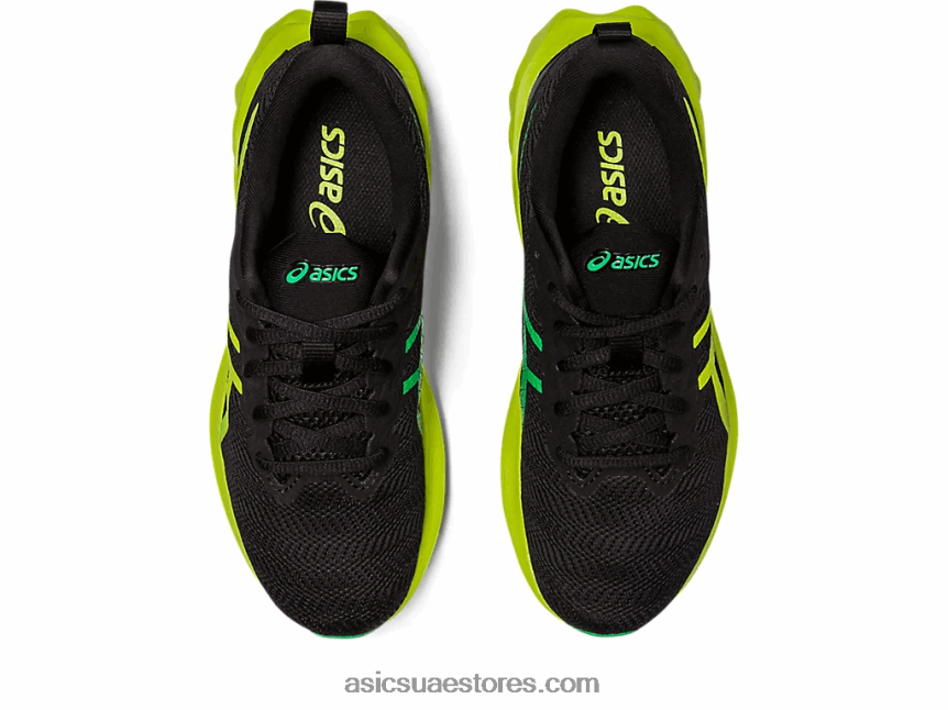 Asics أسود / قشر الليمون novablast 2 المدرسة الابتدائية 2N24DJ4309