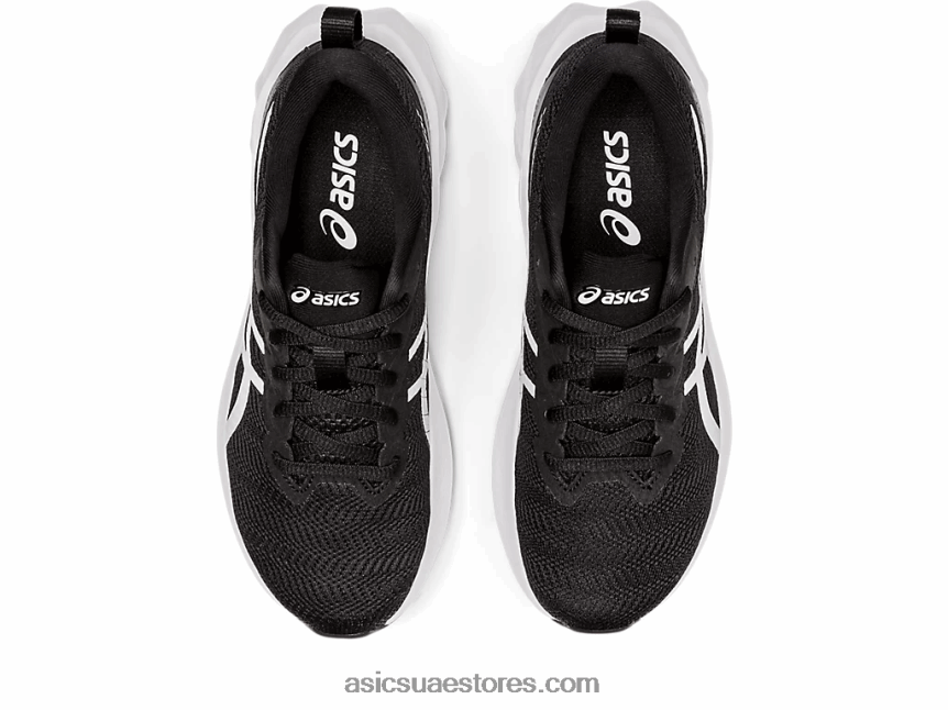 Asics أسود / أبيض novablast 2 المدرسة الابتدائية 2N24DJ4473