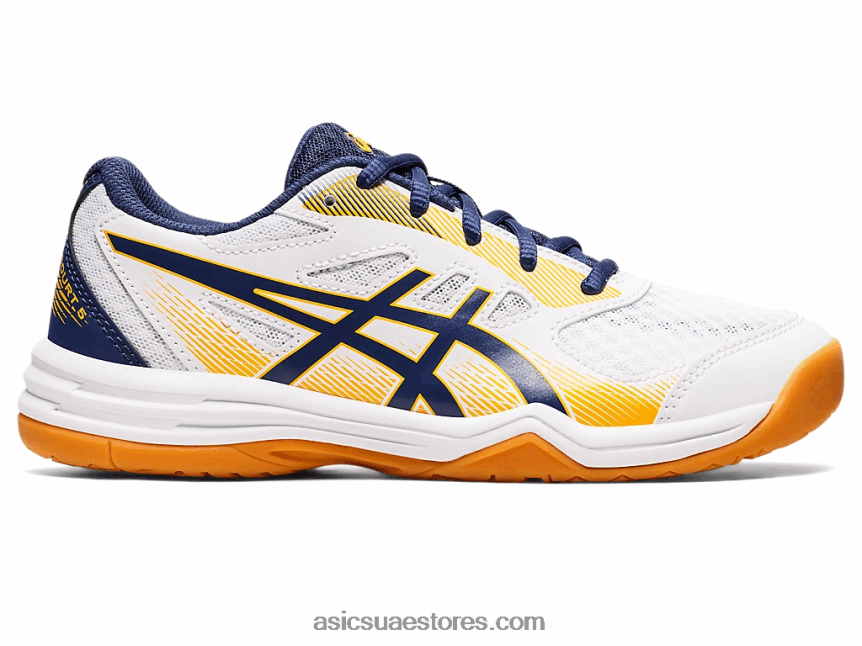 Asics أبيض / عميق المحيط مدرسة upcourt 5 الابتدائية 2N24DJ4420