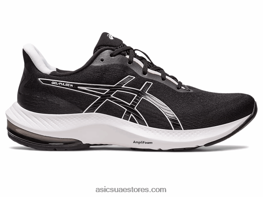 Asics أسود / أبيض نبض جل 14 عريض 2N24DJ2466
