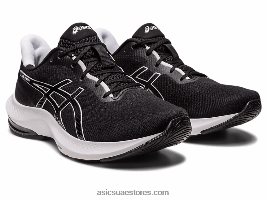 Asics أسود / أبيض نبض جل 14 عريض 2N24DJ2466