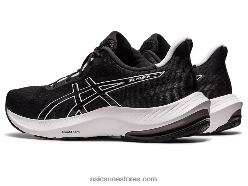 Asics أسود / أبيض نبض جل 14 عريض 2N24DJ2466