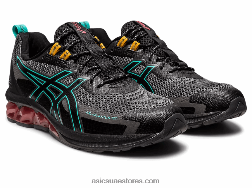 Asics رمادي فولاذي / أسود هلام الكم 180 السابع 2N24DJ131