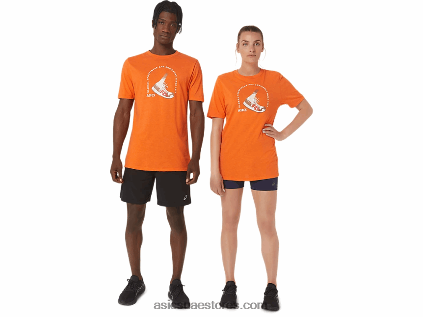 Asics هيذر القطيفة كم قصير 1977 تي شيرت رياضي عالمي 2N24DJ1268