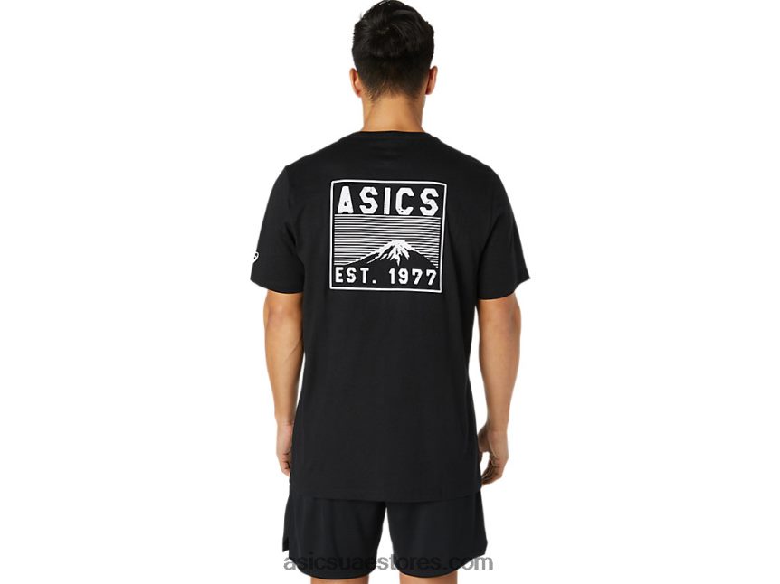 Asics أسود الأداء فوجي 1977 تي شيرت 2N24DJ2034