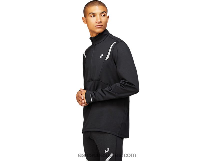 Asics أسود الأداء قميص رجالي شتوي خفيف 1/2 بسحاب 2N24DJ1629