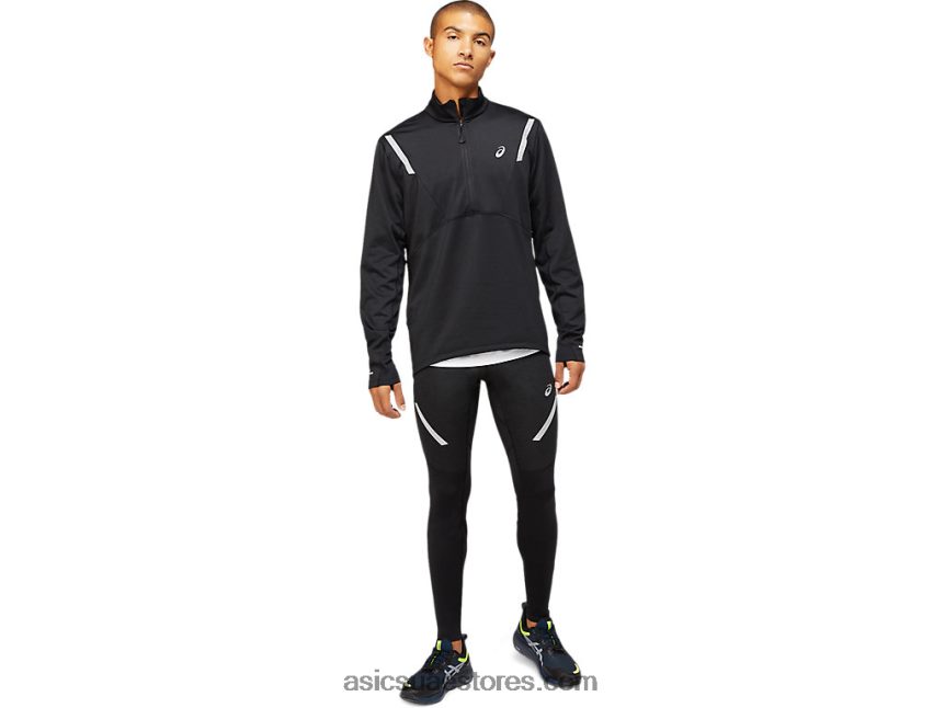 Asics أسود الأداء قميص رجالي شتوي خفيف 1/2 بسحاب 2N24DJ1629