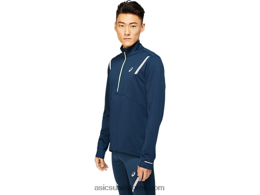 Asics الأزرق الفرنسي قميص رجالي شتوي خفيف 1/2 بسحاب 2N24DJ1649