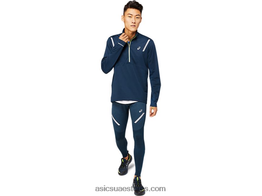Asics الأزرق الفرنسي قميص رجالي شتوي خفيف 1/2 بسحاب 2N24DJ1649