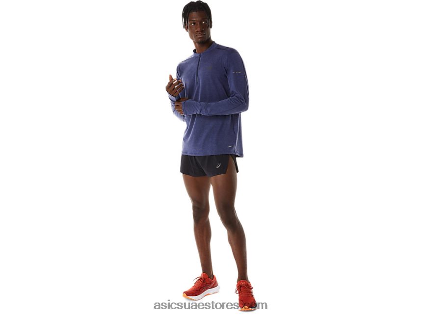 Asics ازرق نيلي قميص رجالي بأكمام طويلة بسحاب 1/2 بسحاب 2N24DJ278
