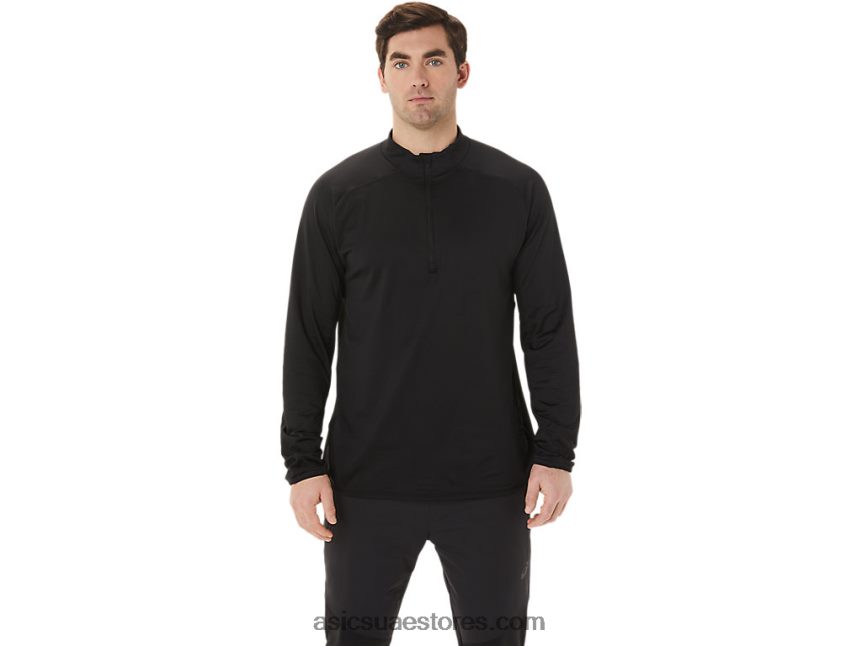 Asics أسود الأداء جاكار أكتيبريز للرجال 1/2 بسحاب علوي 2N24DJ760