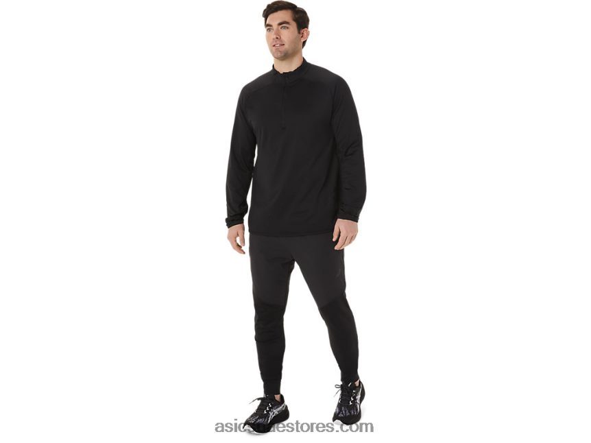 Asics أسود الأداء جاكار أكتيبريز للرجال 1/2 بسحاب علوي 2N24DJ760