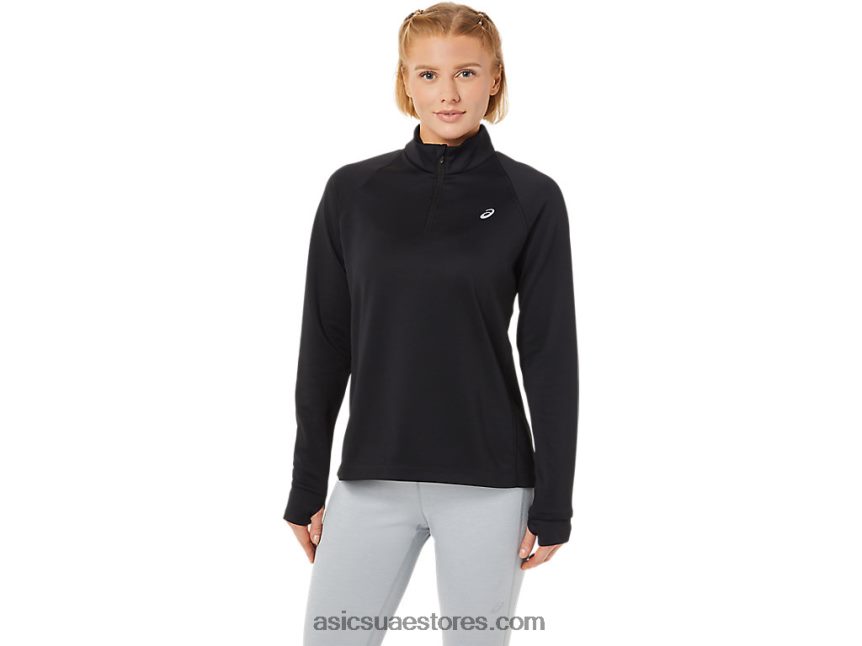 Asics أسود الأداء ثيرموبوليس للسيدات 1/4 الرمز البريدي 2N24DJ3636