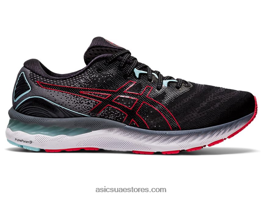 Asics أسود / أحمر كهربائي جل نيمبوس 23 2N24DJ1861
