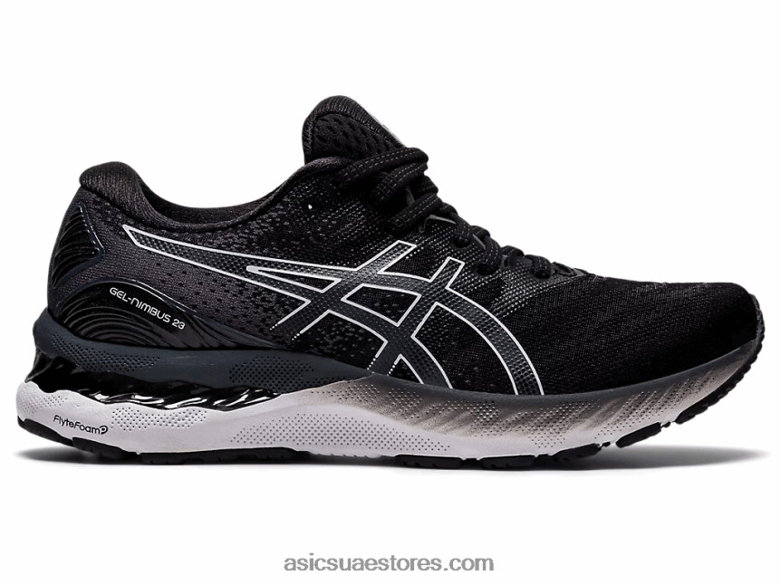 Asics أسود / أبيض هلام نيمبوس 23 عريض 2N24DJ4011