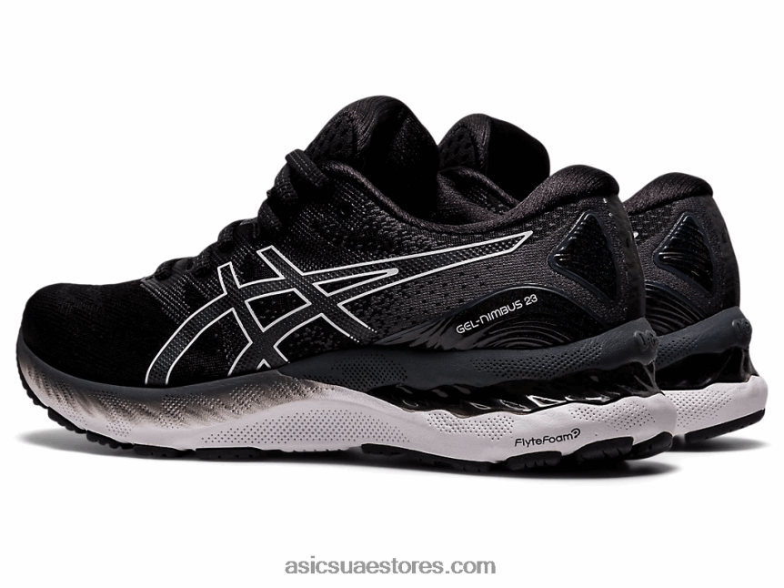 Asics أسود / أبيض هلام نيمبوس 23 عريض 2N24DJ4011