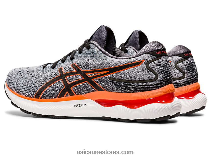 Asics صخرة صخرية / برتقالي صادم هلام نيمبوس 24 عريض 2N24DJ1469