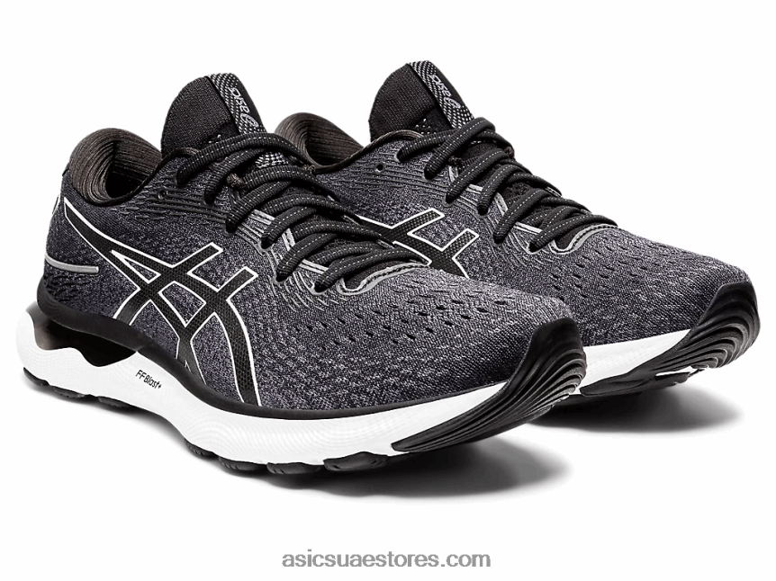 Asics أسود / أبيض هلام نيمبوس 24 عريض 2N24DJ1471