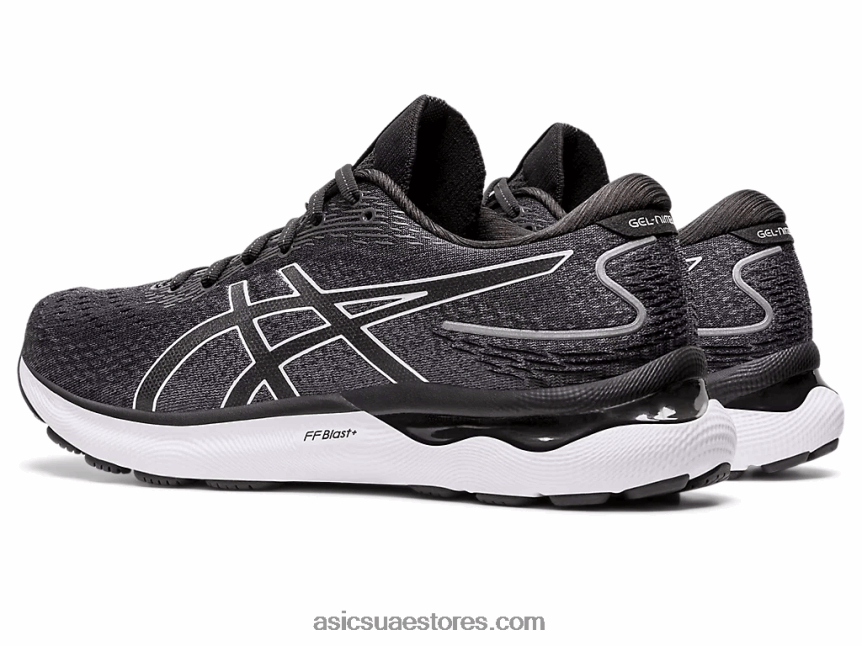 Asics أسود / أبيض هلام نيمبوس 24 عريض 2N24DJ1471