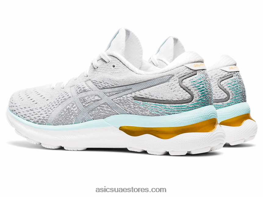 Asics أبيض / فضي نقي نيمبوس جل 24 2N24DJ3234
