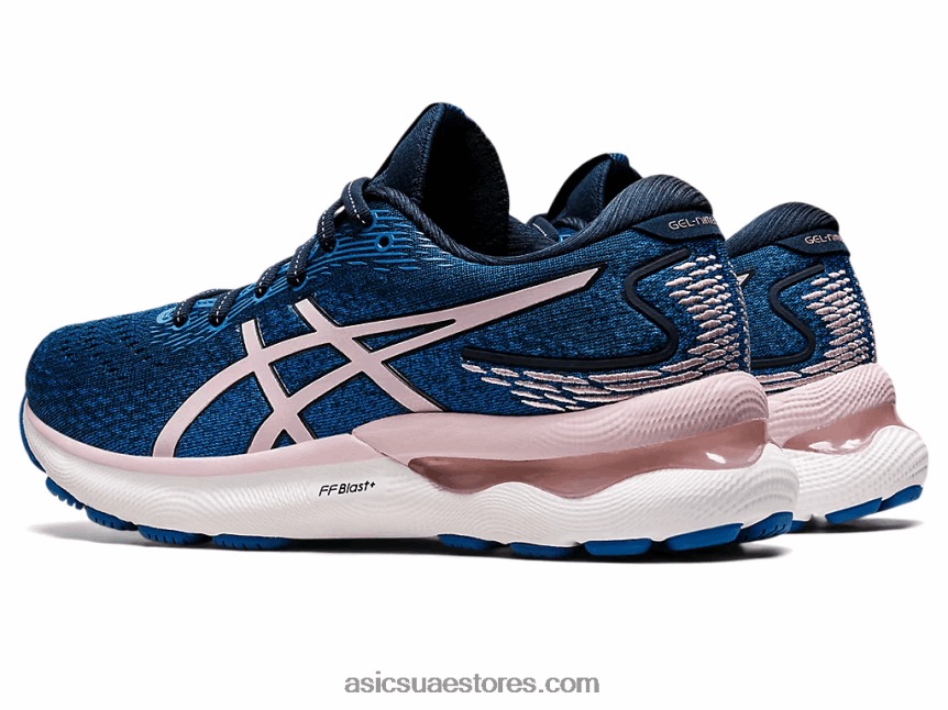 Asics الأزرق الفرنسي / بالكاد ارتفع هلام نيمبوس 24 عريض 2N24DJ3430