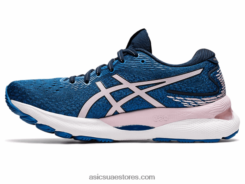 Asics الأزرق الفرنسي / بالكاد ارتفع هلام نيمبوس 24 عريض 2N24DJ3430