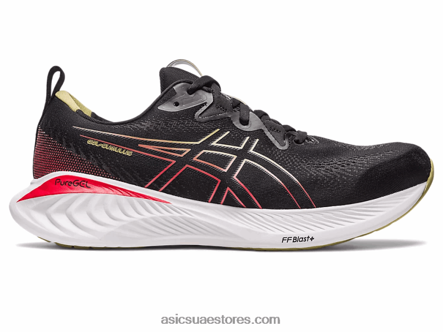 Asics أسود / أحمر كهربائي جل الركام 25 2N24DJ123