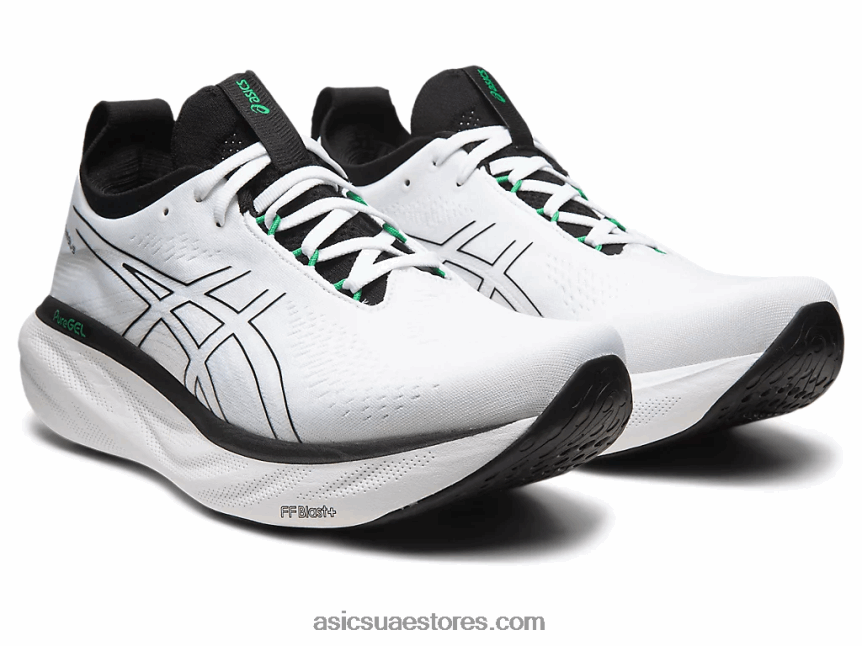 Asics أبيض أسود جل نيمبوس 25 2N24DJ180