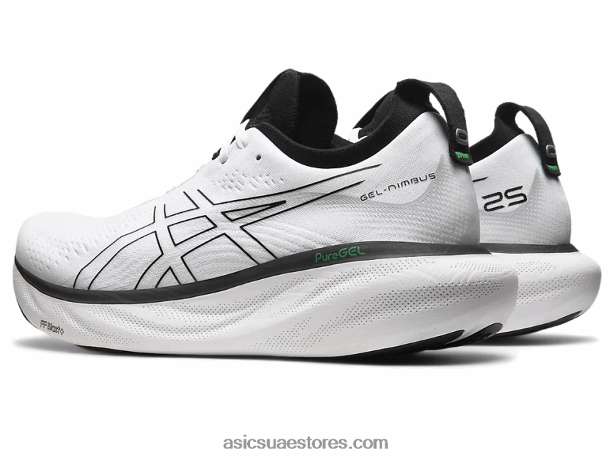 Asics أبيض أسود جل نيمبوس 25 2N24DJ180