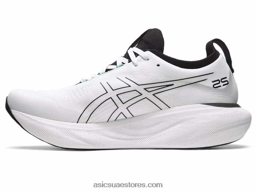 Asics أبيض أسود جل نيمبوس 25 2N24DJ180