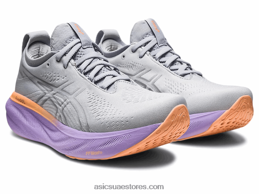 Asics الرمادي بيدمونت / الفضة النقية هلام نيمبوس 25 عريض 2N24DJ2375