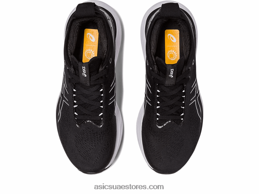 Asics أسود / فضي نقي هلام نيمبوس 25 عريض 2N24DJ2376
