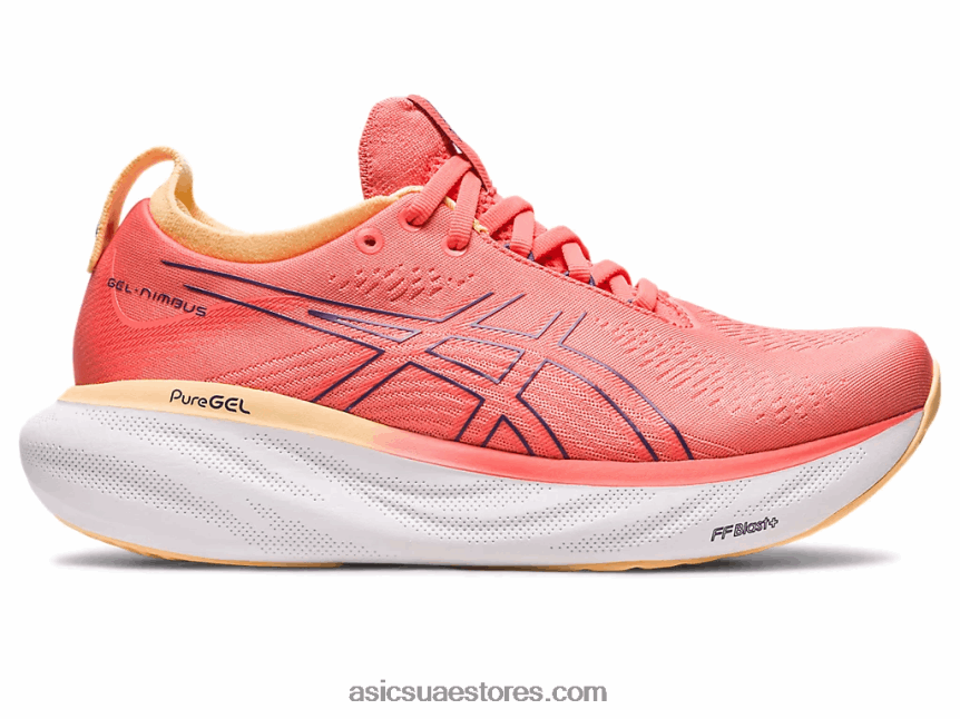 Asics البابايا / الأرجواني المتربة هلام نيمبوس 25 عريض 2N24DJ2377