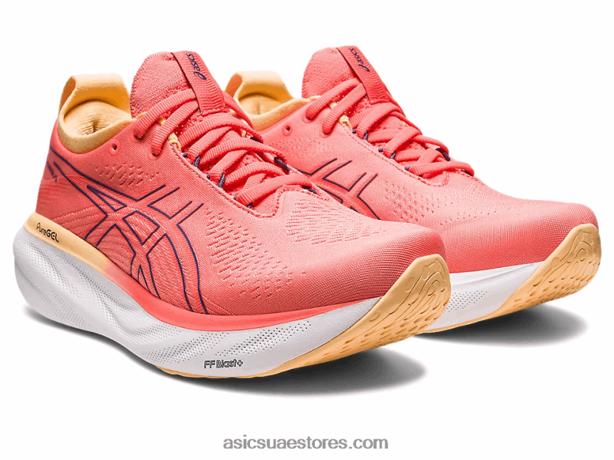Asics البابايا / الأرجواني المتربة هلام نيمبوس 25 عريض 2N24DJ2377