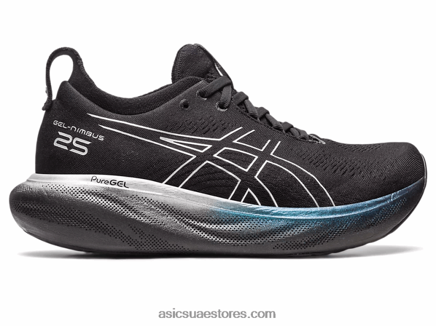 Asics أسود / فضي نقي هلام نيمبوس 25 بلاتين 2N24DJ2379
