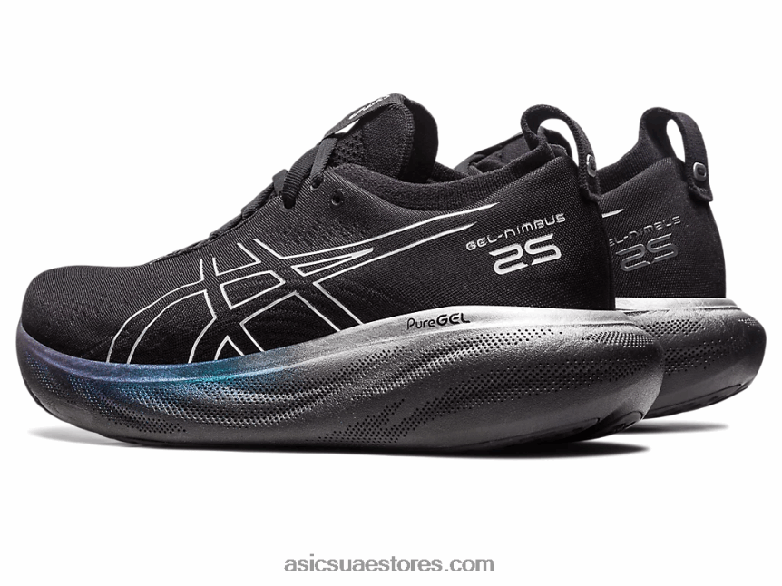 Asics أسود / فضي نقي هلام نيمبوس 25 بلاتين 2N24DJ2379