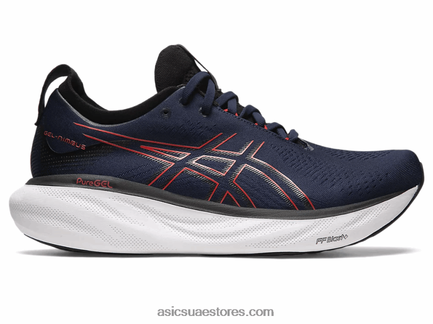 Asics منتصف الليل / أحمر كهربائي جل نيمبوس 25 2N24DJ333