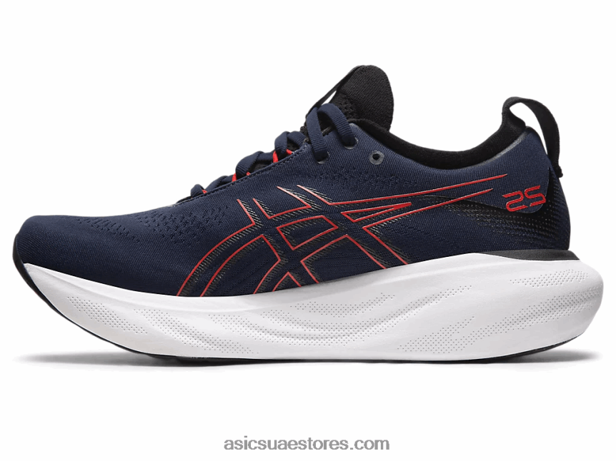 Asics منتصف الليل / أحمر كهربائي جل نيمبوس 25 2N24DJ333