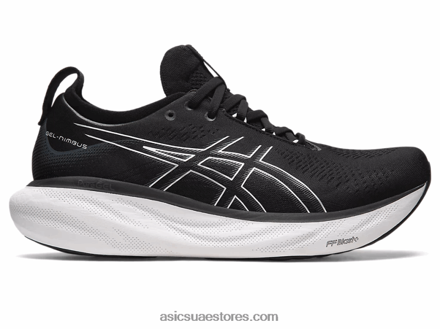 Asics أسود / فضي نقي جل نيمبوس 25 2N24DJ334