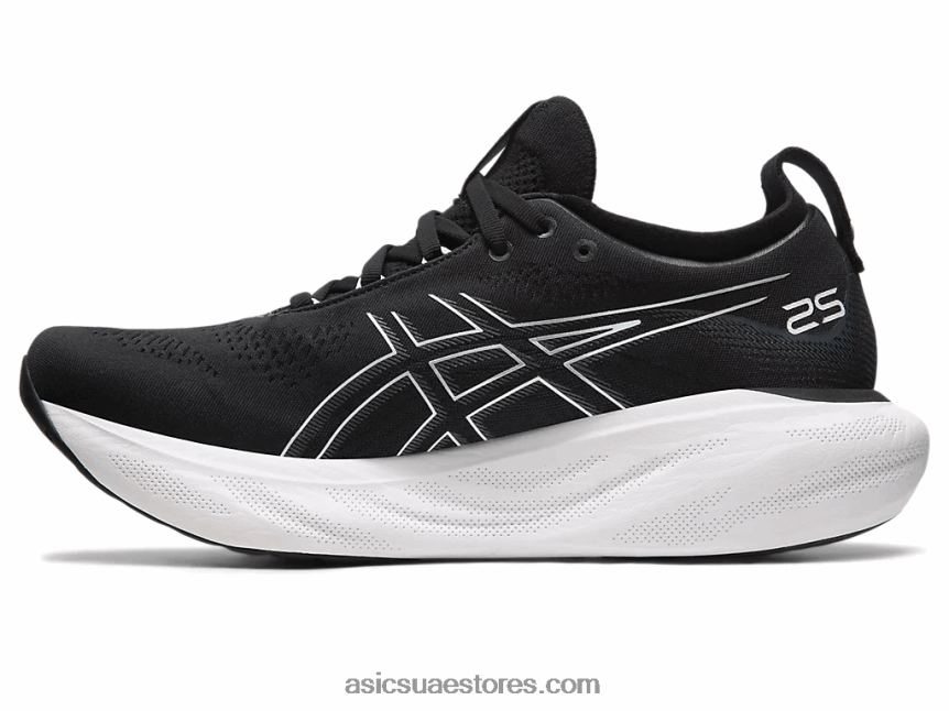 Asics أسود / فضي نقي جل نيمبوس 25 2N24DJ334