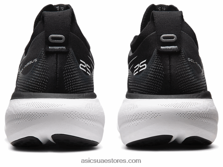Asics أسود / فضي نقي هلام نيمبوس 25 عريض 2N24DJ340