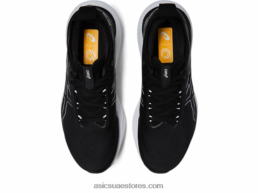 Asics أسود / فضي نقي هلام نيمبوس 25 عريض 2N24DJ340